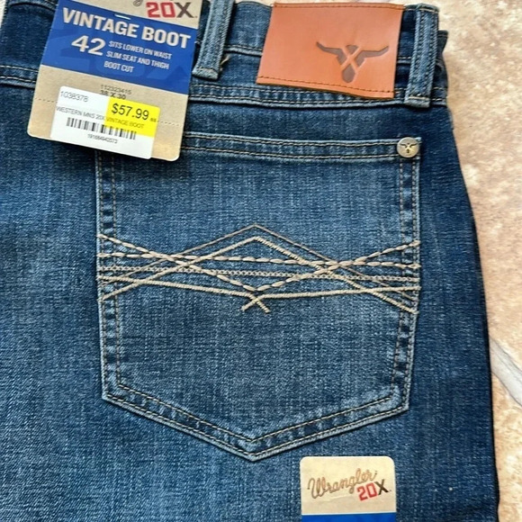 NWT Wrangler Jeans Vintage Boot 38x30 Western Mens 20X 112323415 Stretch Zip Fly - Picture 2 of 14